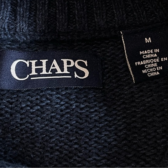 Chaps Ralph Lauren Sweater Mens Medium 3 Button Dark Blue Cotton Long Sleeve - Picture 6 of 8